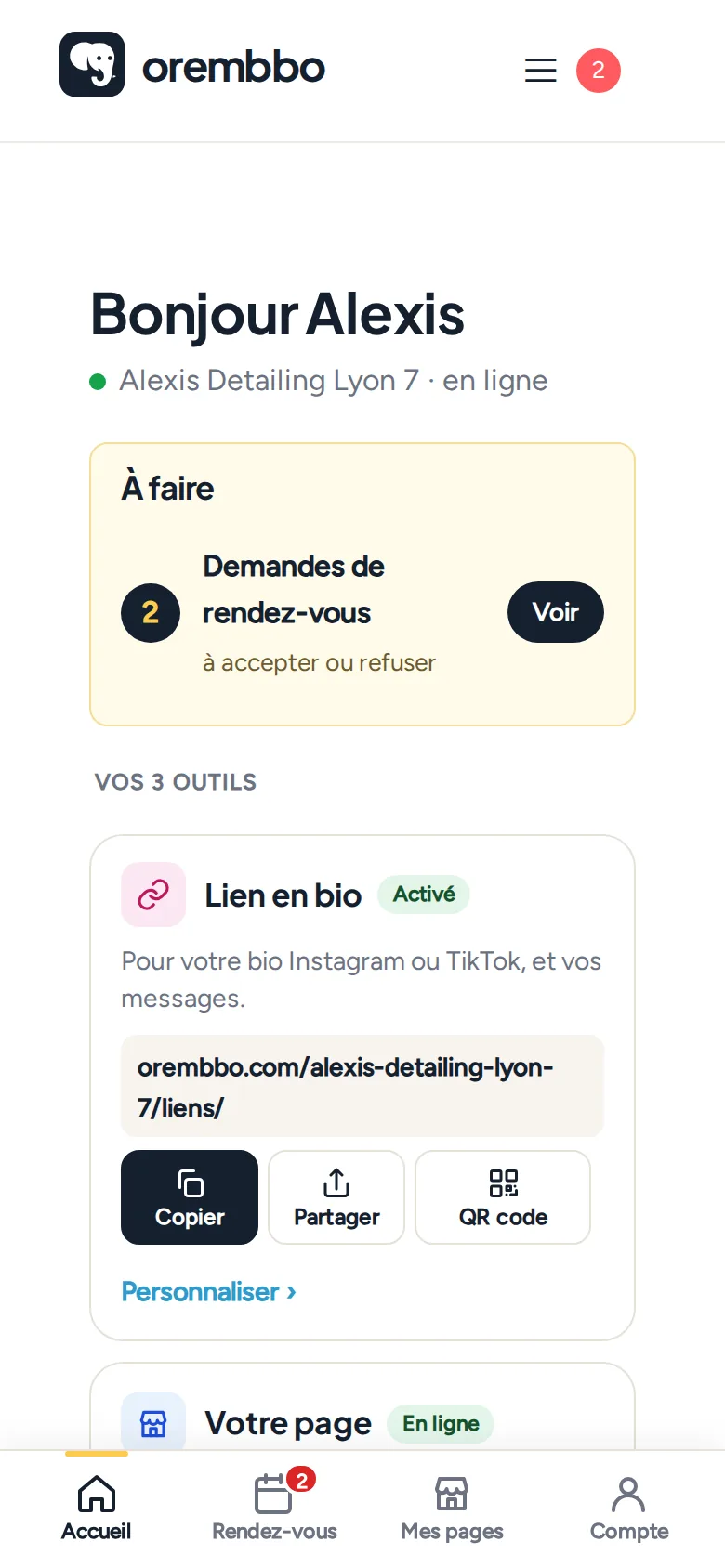 Mon espace d’Alexis : deux demandes de rendez-vous à accepter